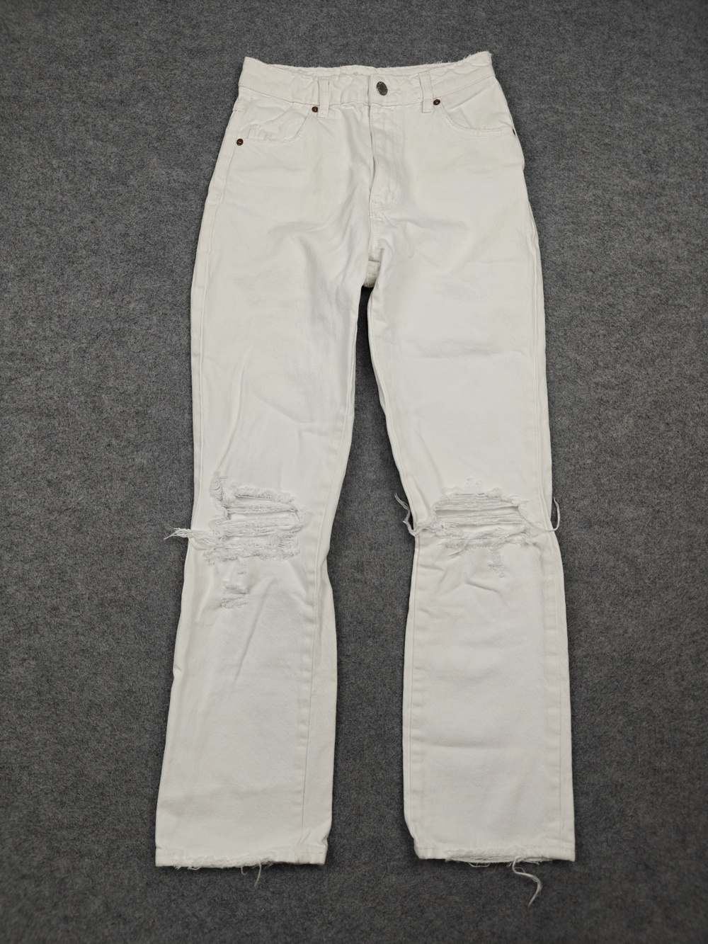ROLLA'S Pants Womens 25 White High Rise Straight Chino Distressed Raw Hem